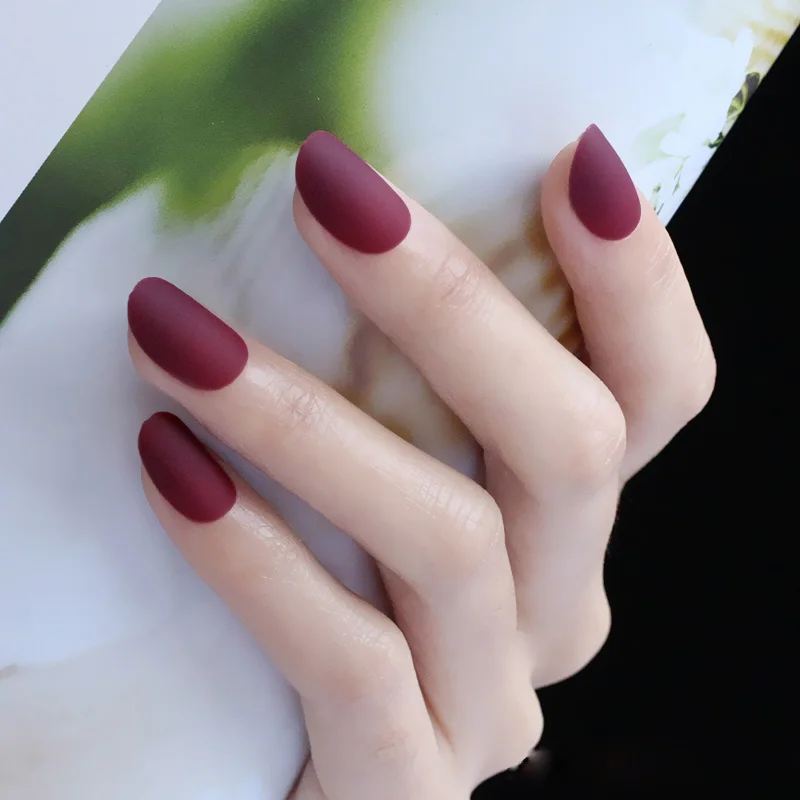 Матовые накладные ногти 24 шт./компл. короткие и круглые овальные акриловые с