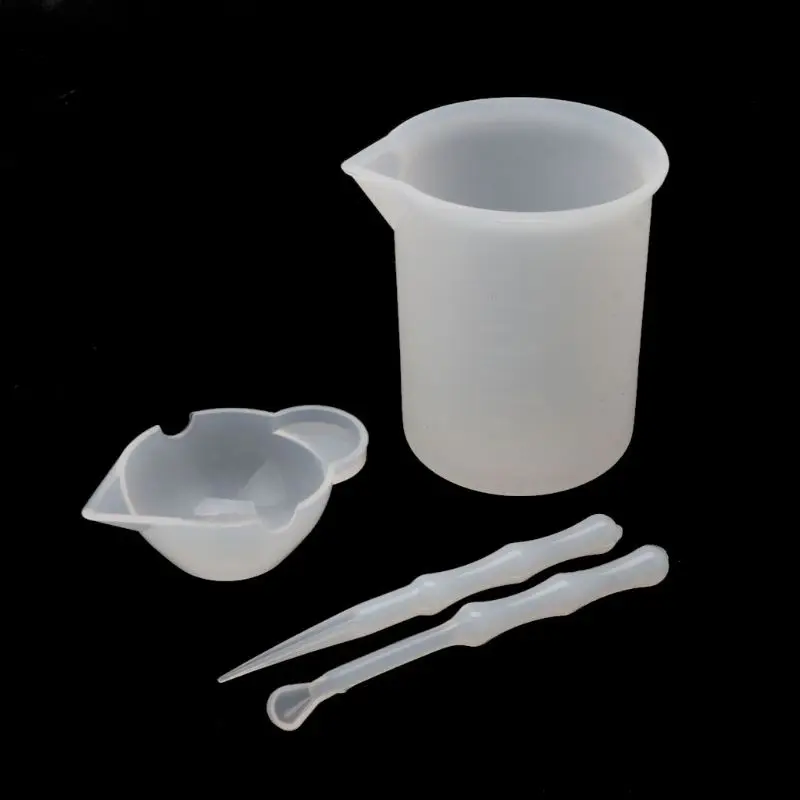 

2021 New 4Pcs Reusable Silicone Resin Mixing Measuring Cups Sticks Spoon Jewelry Tools