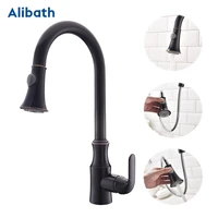 brushed nickel mixer faucet single hole pull out spout kitchen sink mixer tap stream sprayer head chromeblack kitchen tap