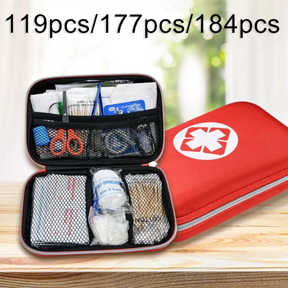 

119/177/184Pcs Outdoor Travel Home Car Medical Bag Box Emergency First Aid Kit