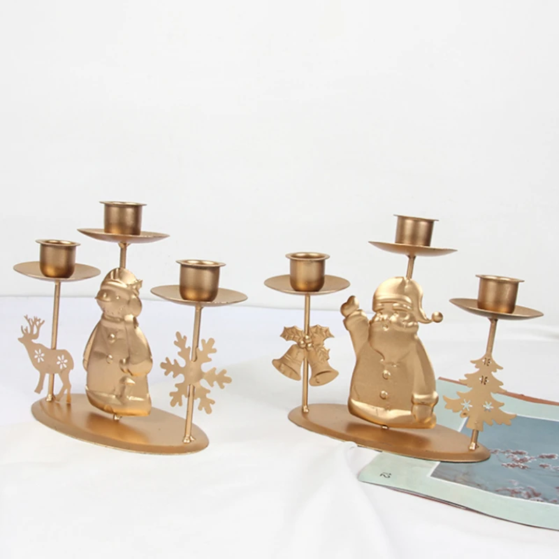

Christmas Wrought Iron Candlestick Ornaments Xmas Candle Tabletop Decoration Noel Candle Holder Merry Christmas Decor For Home