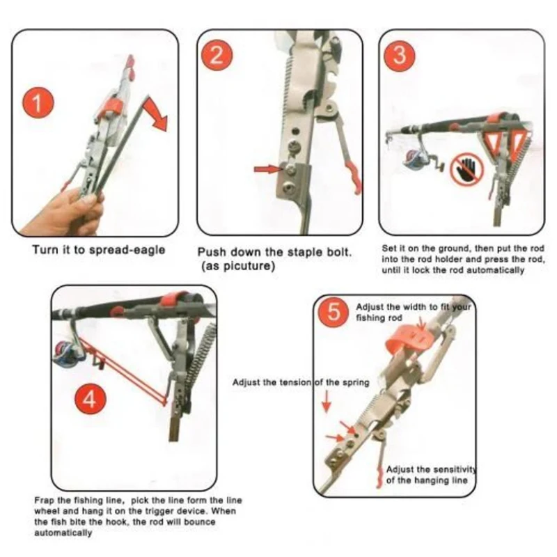 

Newly Automatic Stainless Steel Fishing Rod Holder with Tip-up Hook Setter Spring BN99