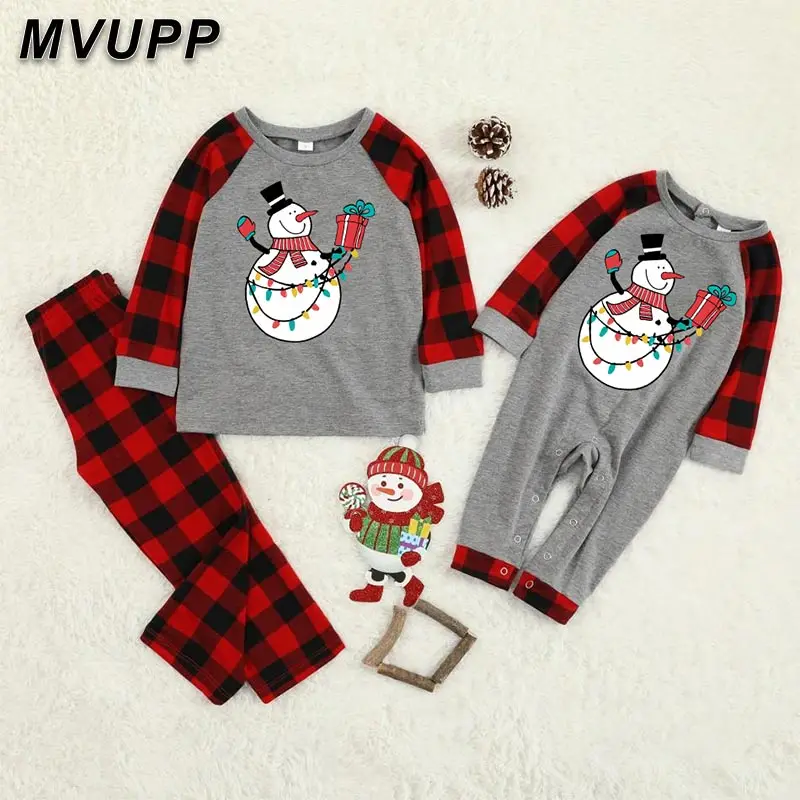 Зимние одинаковые комплекты для семьи с принтом снеговика Рождественская Пижама