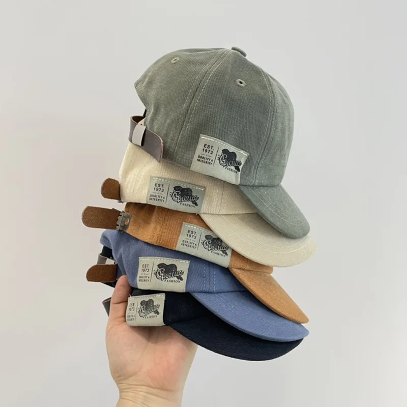 

Autumn Spring Korean Version Of The Trendy Children's Neutral Wind Cloth Label Belt Children's New Product Suede Caps