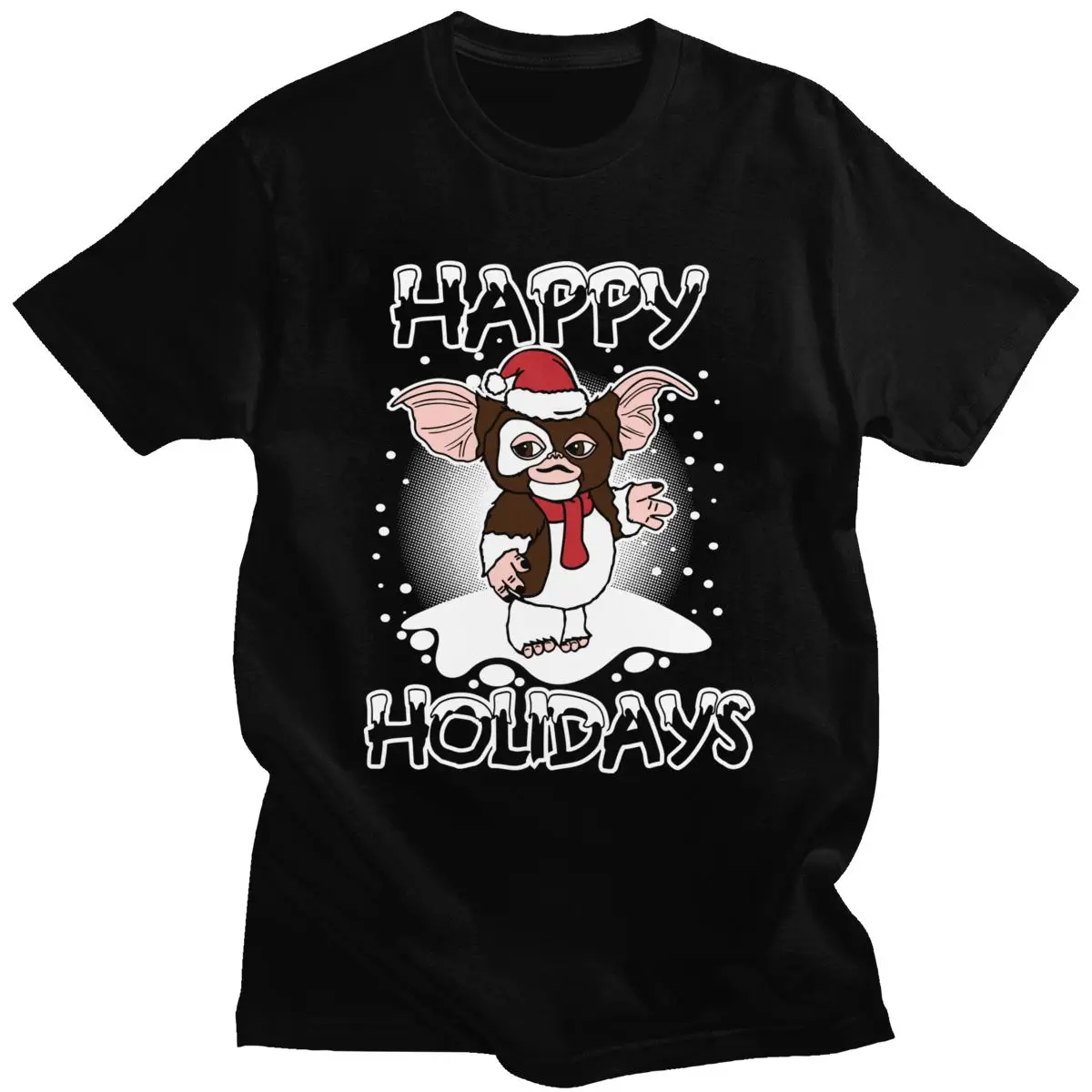 

Забавная Мужская футболка Gizmo из чистого хлопка, футболка с монстром гремлином в 80-х годах, Рождественская футболка из фильма ужасов, одежда ...