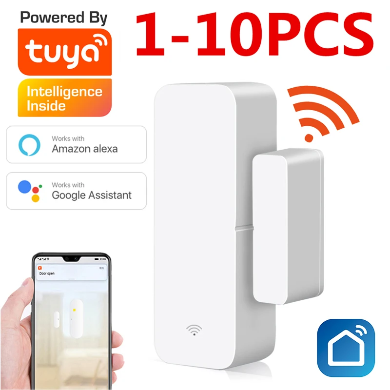 При заказе 1 10 штук Tuya Smart WiFi датчик для двери дверь открытой/закрытый детекторы Wi