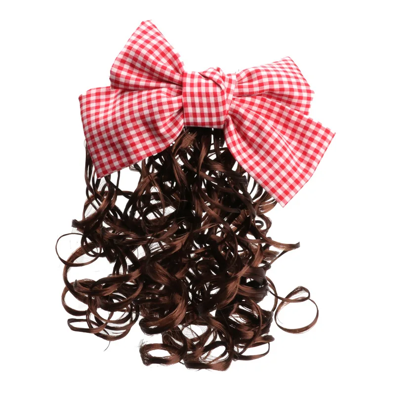 Милые аксессуары для волос в оплетке девочек парики клетку с бантом заколка