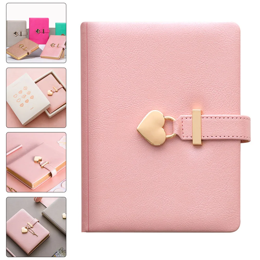 

Student Writing Notebook Imitation Leather Notepad Simple Diary Book with Lock