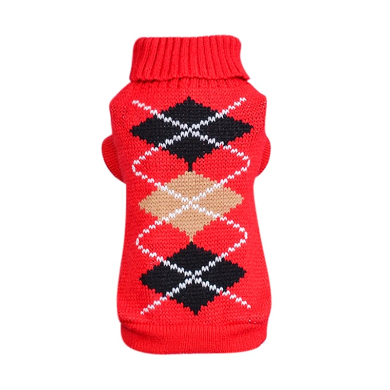 

Pet Knitted Sweater Dog Autumn And Winter Warm Costume Plaid Dog Thickening Sweater Puppy Sweater