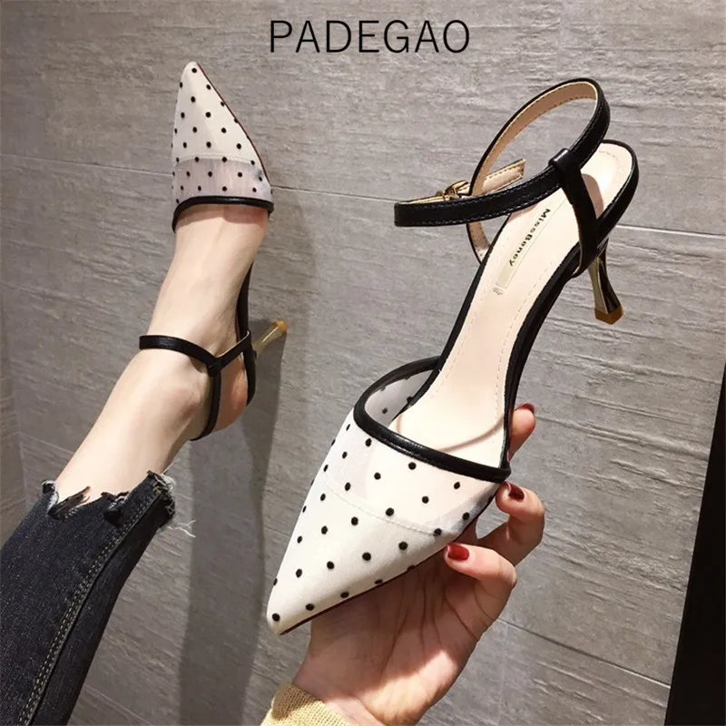 

Женская обувь 2020 OL, сексуальные элегантные женские сандалии в горошек, модные повседневные сандалии на высоком каблуке