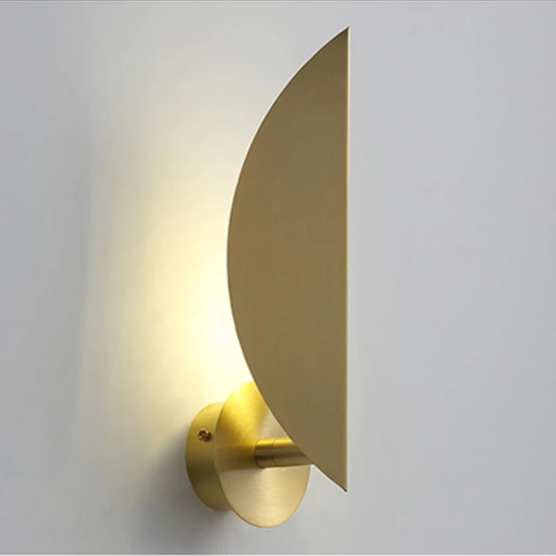 

Nordic Copper Brass Bedroom Wall Lights 180 Degree Adjustment Stair Aisle Wall Sconce Gold Leaf Shape Surface Mount G9 110/220V