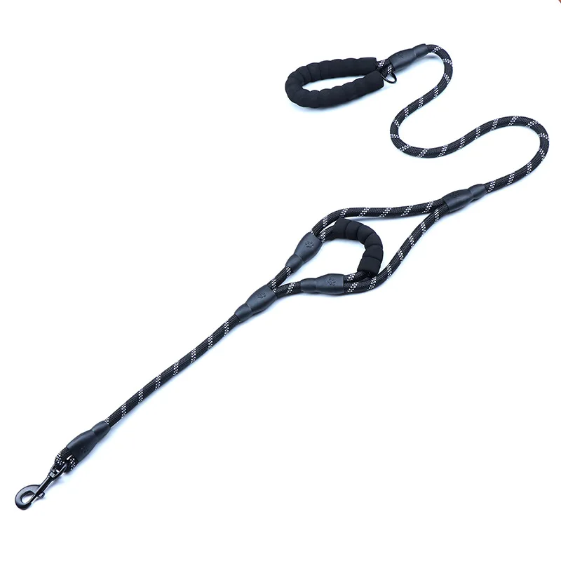 

Double Handle Dog Leash Reflective Pet Traction Rope Nylon Walking Jogging Running Lead for Large Medium Dog Dog Seat Belt