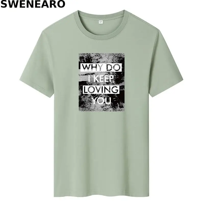 

Swnearo 2021 Summer new men's T-shirt 100% cotton why print t-shirt breathable O-collar short-sleeved brand T-shirt