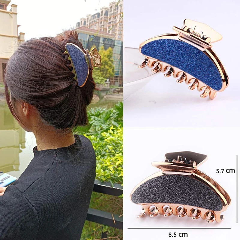 

Trendy Large Women Frosted Hairpins Plastic Light-weight Multi-function Solid Color Spring Catching Hair Clips