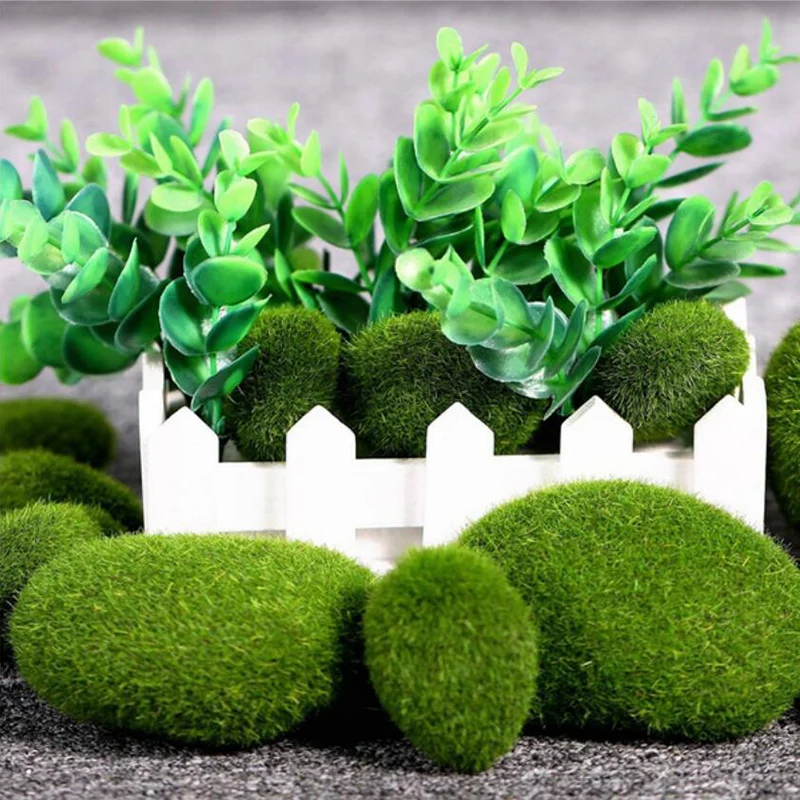 

20Pcs 3 Size Artificial Moss Stone Rock Green Moss Covered DIY Home Garden Decoration Wholesale New