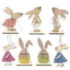 Пасхальные украшения, деревянные украшения в виде кролика, подвеска в виде кролика сделай сам, подставка для украшения на День святого Валентина, свадьбу, подарок