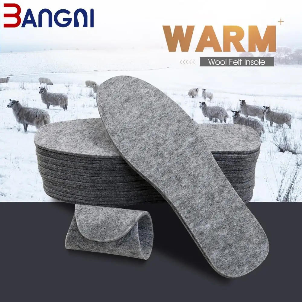

BANGNI Wool Felt Insoles Thick Keep Warm Inserts 20% Real Wool Sweat Breathable Shoes Pad In Winter Boots for Men Women Feet