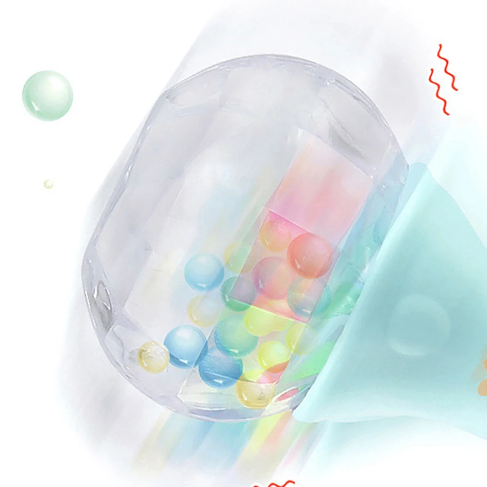 1pc LED Light Glowing Hand Rattle Music Sand Hammer Baby Handle Safty Soft Teether Chewing Development Baby Toy