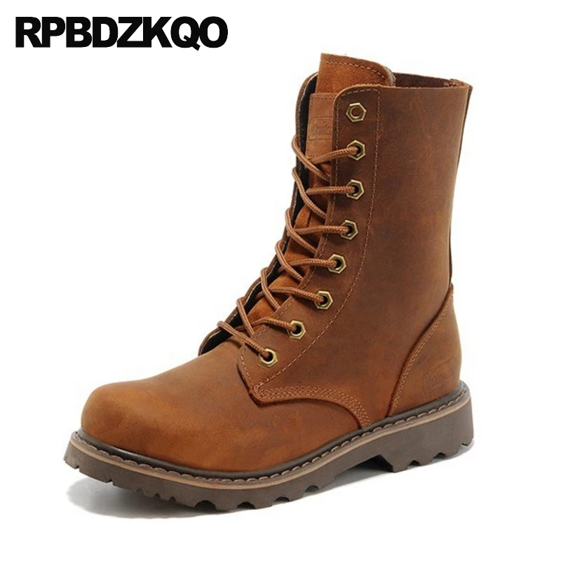 Ботинки мужские из натуральной кожи армейские ботинки до середины икры на