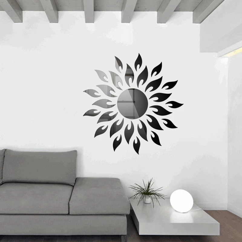 

3D DIY Sun Mirror Wall Stickers Self Adhesive Acrylic Stickers Decal Wallpaper Mirror Living Room Decoration Modern Design