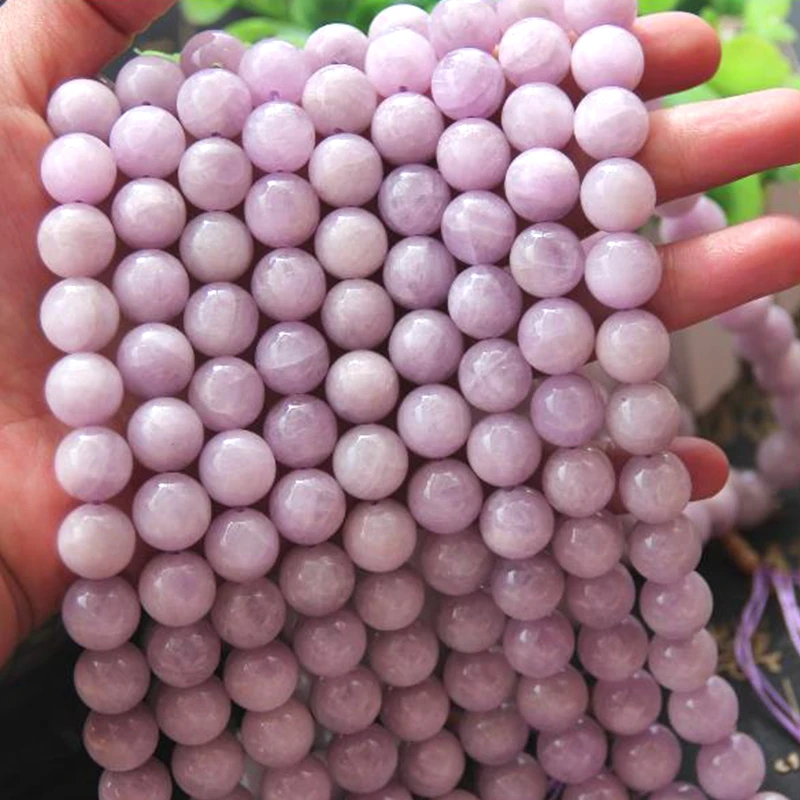 Высокое качество натуральный кунцит камни круглая гладкая бусина 100% цвет без
