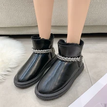 Bottes de neige en peluche pour femmes, chaussures imperméables à fond plat, chaudes et confortables, nouvelle collection hiver  (4)