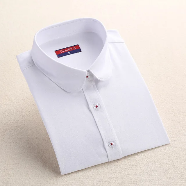 Whiteoxford Dioufond, женская белая рубашка оксфорд с длинным рукавом, повседневная школьная одежда, хлопковая блузка, женские офисные топы, студенческие блузки, новинка размера плюс - Цвет: Whiteoxford