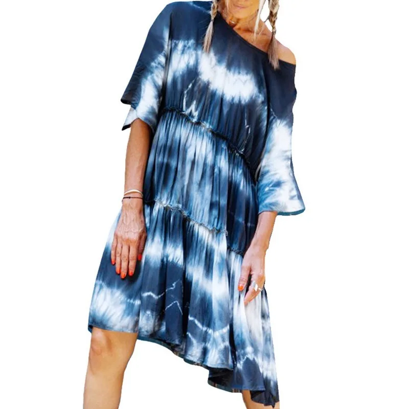 

Womens Dress Loose Dresses Fashion Printed Off-Shoulder Dress Spring Summer 2020 New European and American Maxi Dresses