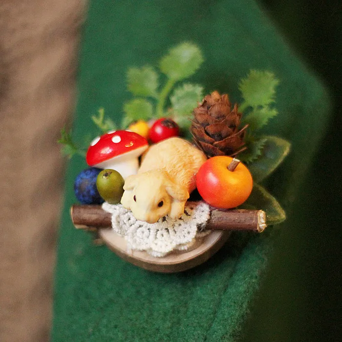 

Dear-you Forest elements handmade retro DIY simulation berry cute rabbit brooch hairpin jewelry special gift