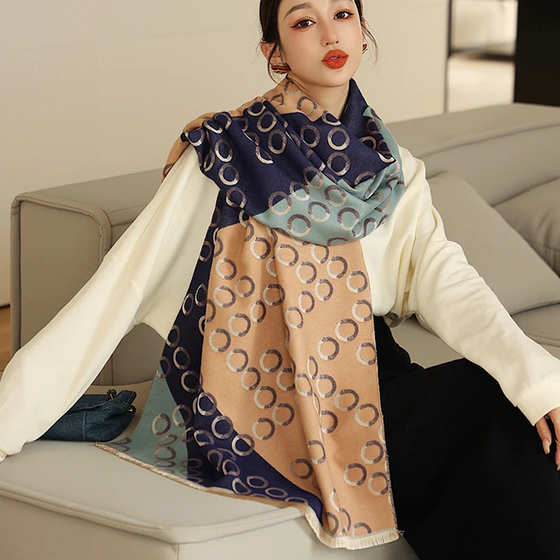 

Cashmere Winter Scarf Women 2021 Design Print Pashmina Shawls Wraps Lady Luxury Brand Keep Warm Bufanda Thick Stoles