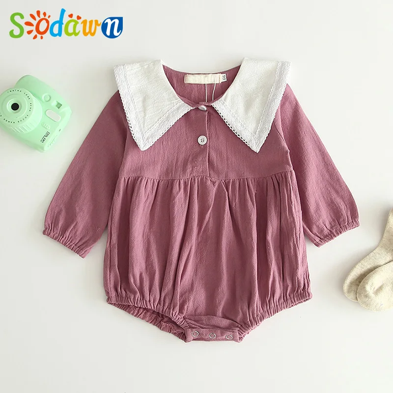 

Sodawn 2021 Baby Girl Romper Korean Style Navy Collar Cotton Newborn Infant Baby Boy Girls Romper Long Sleeve Jumpsuit