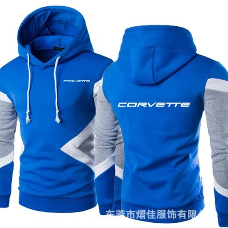 

2021 New corvette Car Logo Spring Autumn Fashion Men Pullover Sweatshirts Patchwork Casual Cotton Hoodies Clothing S-5XL Size