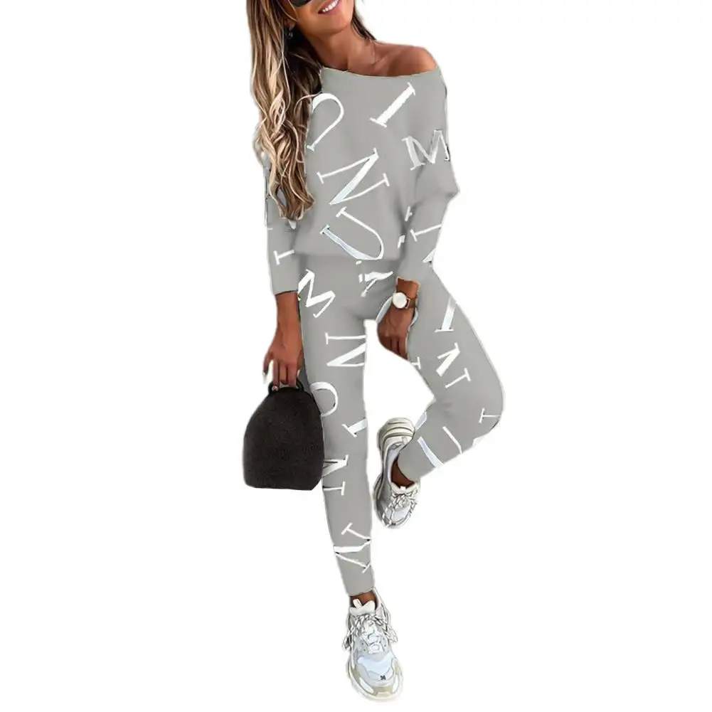 

Women's Outfit Sets Letters Print Long Sleeve Top Spring Blouse Pants Tracksuit for Sports Women Sets Clothing Jogging Suits Set
