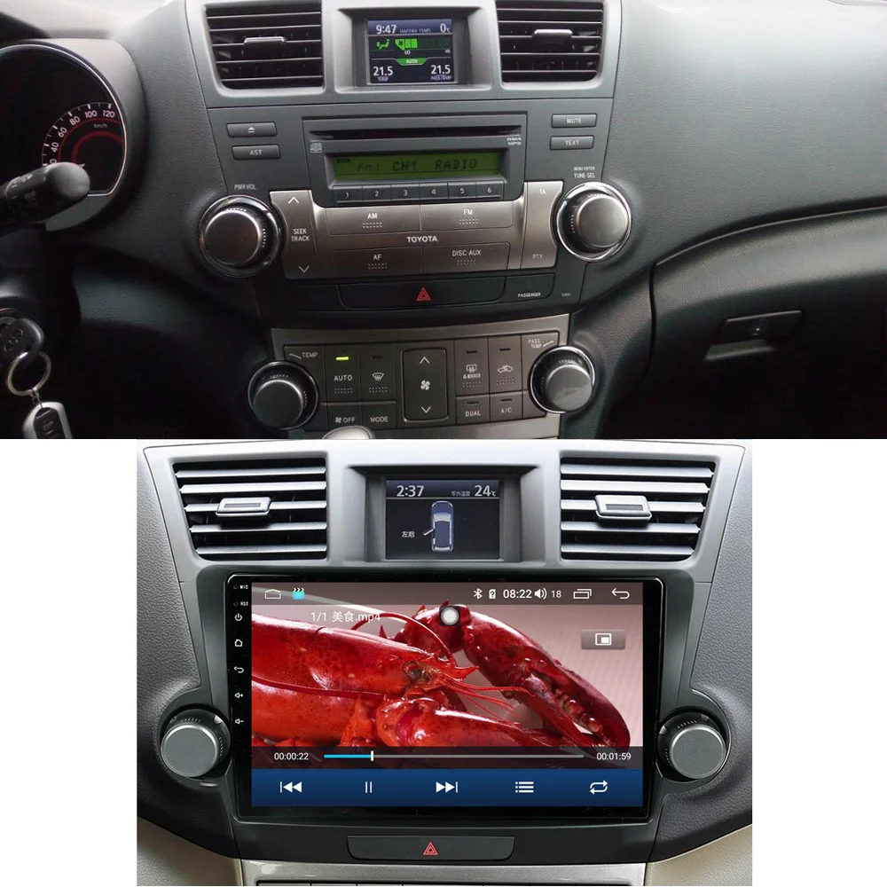 Sinosmart Автомобильный GPS навигатор радио для Toyota Highlander 2009 2019 2.5D IPS/QLED экран 8 ядер DSP