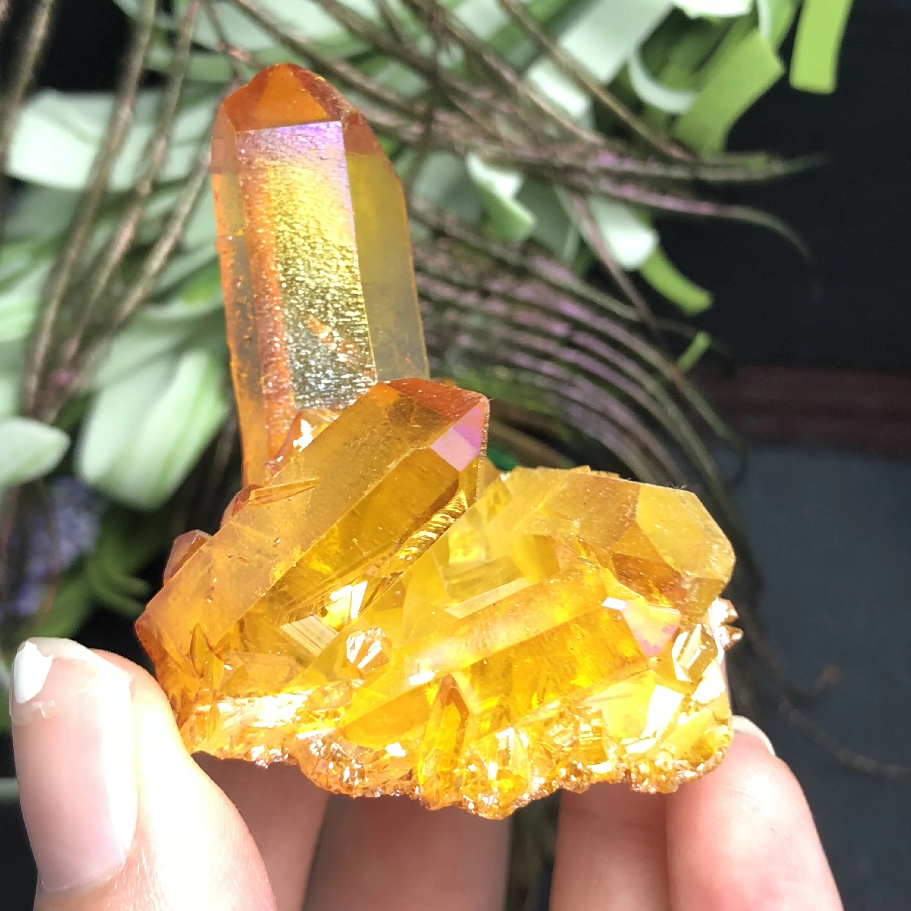 2 шт. красивый аура Кристалл кластер Ангел Аура титановый Кварцевый Потрясающие