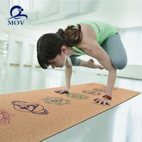 gym sport training special anti slip wood cork grain natural rubber yoga mat
