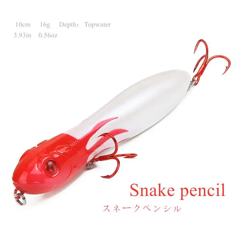 

2021 Snake Head Pencil Fishing Lures 10Cm 15G Top Water Wobbler Hard Bait Popper Artificial Walker Pesca for Bass Pike