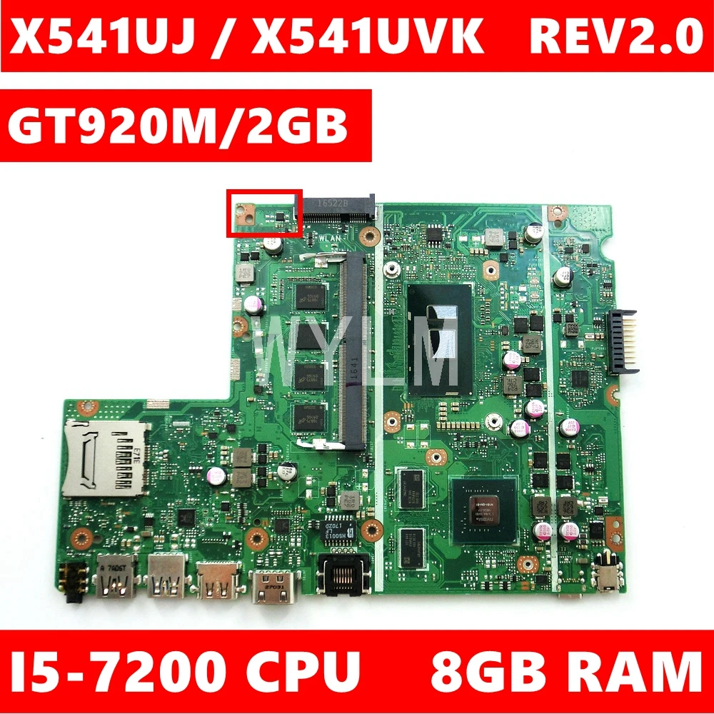 X541UJ MB._ 8G/I5 7200CPU GT920M/2 ГБ 90NB0ER0 R02200 Материнская плата Asus X541UVK X541U F541U ноутбука 100%