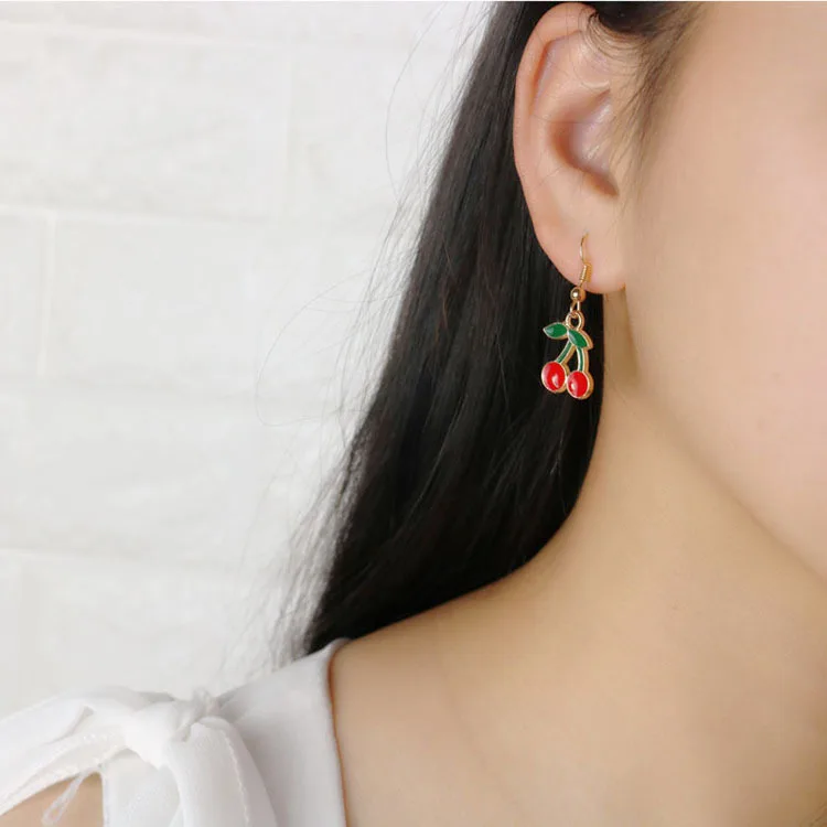 Эмалевые Подвески в виде цветов фруктов арбуза клубники корейские серьги