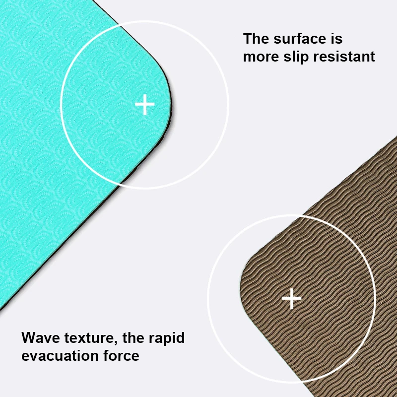 Двухцветный Коврик для йоги из ТПЭ 6 мм нескользящий мужской и женский длинный