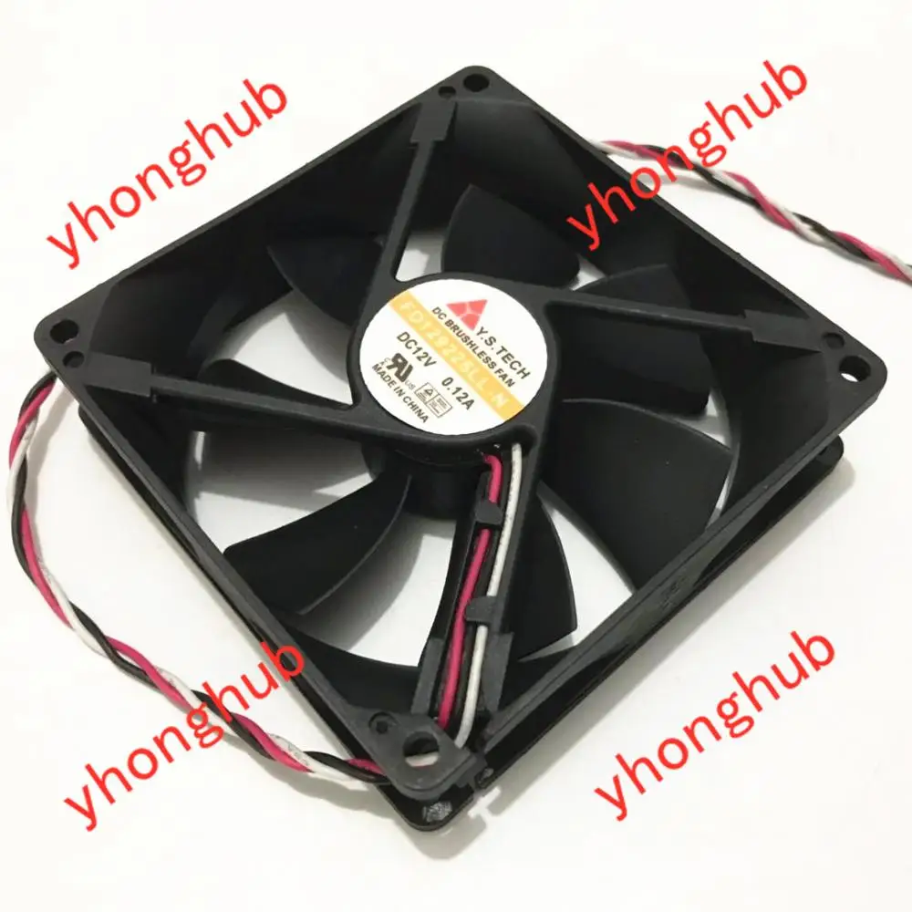 Y.S TECH FD129225LL N DC 12V 0.12A Размеры: 90x90x25 мм 3 Провода Сервер вентилятор охлаждения|Кулеры