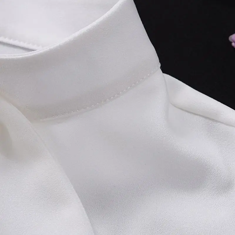 

Korean Women Sweet Rabbit Ears Bowknot Fake Collar Button Down Chiffon Decorative Bottoming Shirt Detachable Half-Shirt