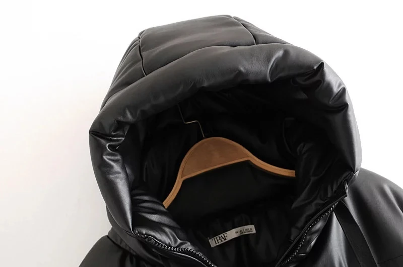 Модные черные парки из искусственной кожи женская зимняя куртка уличная одежда