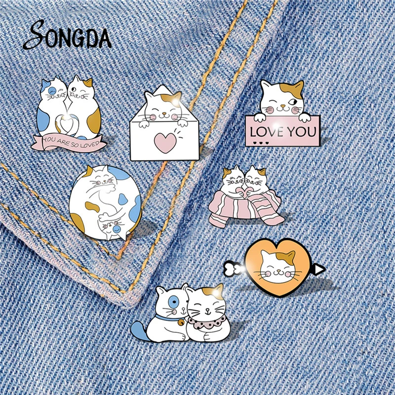 Животное милая котенка я люблю тебя сердце булавка для одежды высокое качество