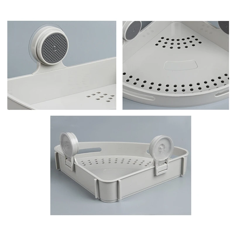 

2Pack Suction Corner Shower Caddy Bathroom Shower Shelf Storage Basket Wall Mounted Organizer for Kitchen&Bathroom
