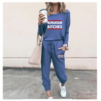 new women tracksuit casual sport long sleeve hoodies and pants outfits jogging 2pcs set