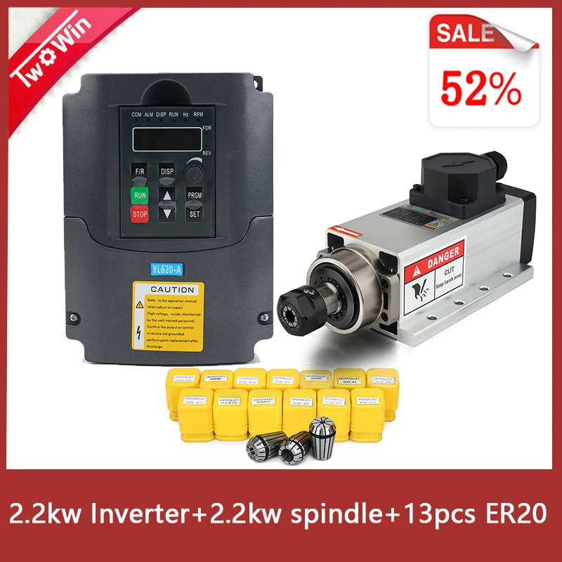 2.2 кВт с воздушным охлаждением комплект шпинделя 2200 Вт ЧПУ шпиндель 24000 об/мин