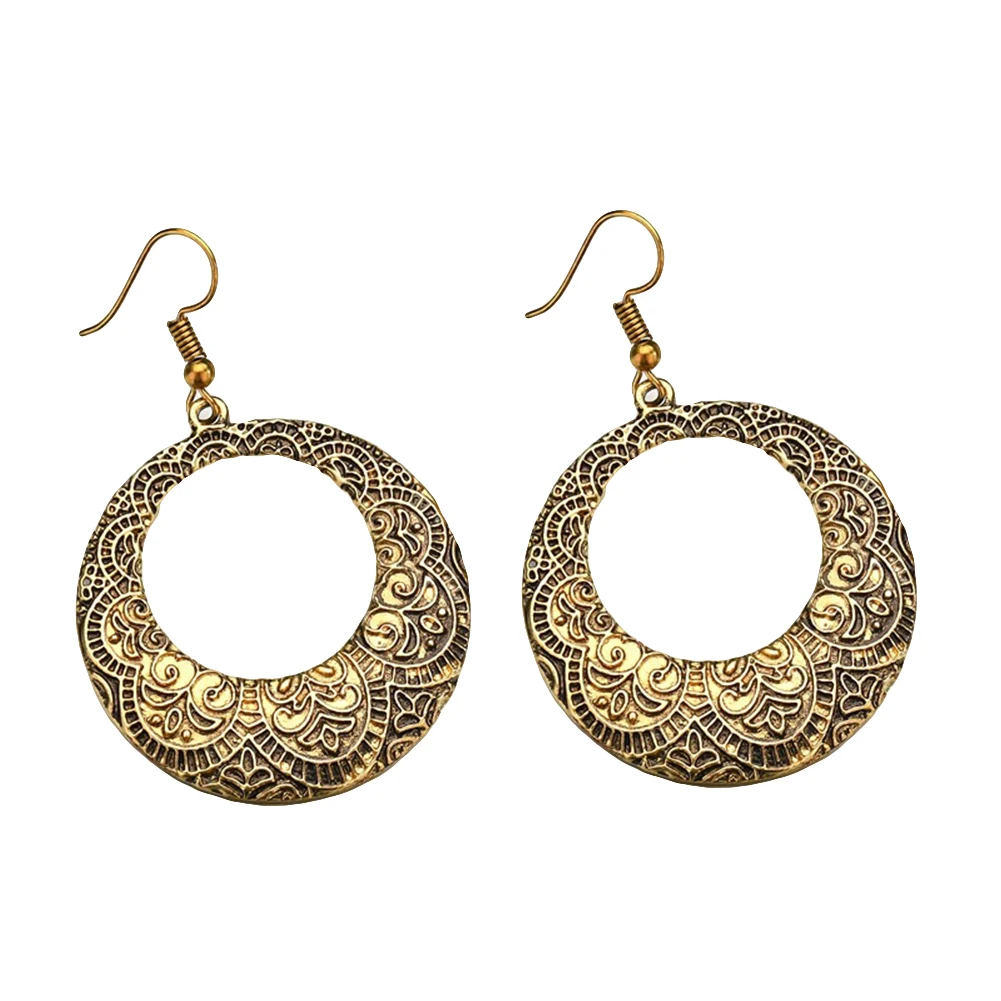 Женские Цветочные Резные полые большие круглые висячие серьги на крючке