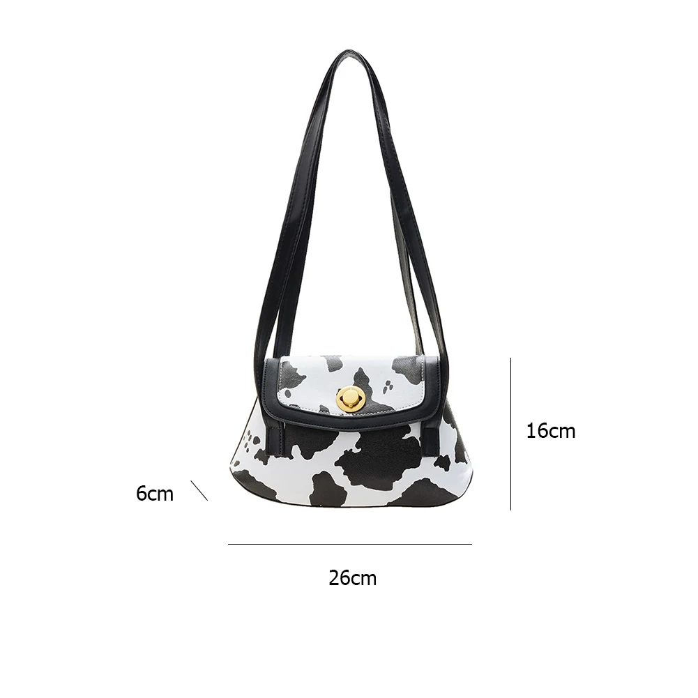 

Fashion Cow Print Shoulder Underarm Bags PU Leather Casual Handbags Totes For Women Travel Portable Purse Top-handle Bag 2021