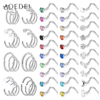 aoedej 54 pcslot crystal nose rings for women 316l stainless steel nose studs indian piercing body jewelry pin lot